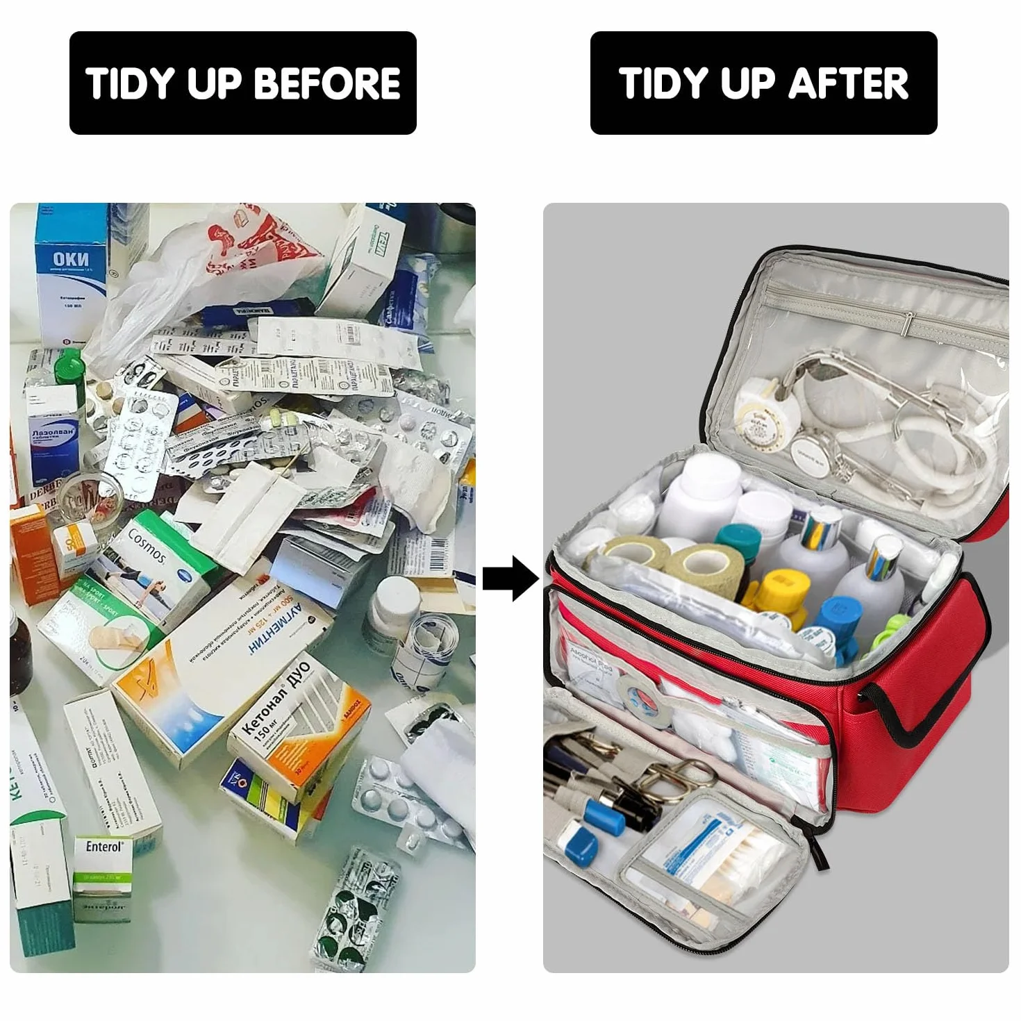 Boczif Trousse de Secours Vide Étanche, First Aid Kit Vide pour infirmière, Grande Sac de Médecine, Trousse de Secours Convient pour la Maison, Pharmacie, Voyage, Hôpital (Rouge)