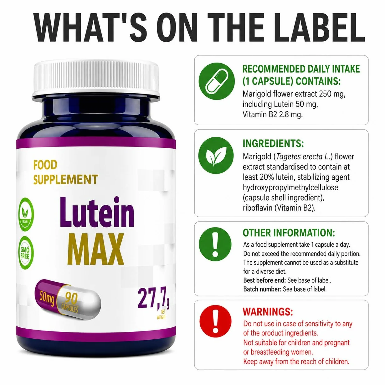 Hepatica Lutéine 50 mg avec Vitamine B2 | Extrait de Souci | 90 Gélules Véganes | Réserve 3 Mois | GMP & laboratoire indépendant