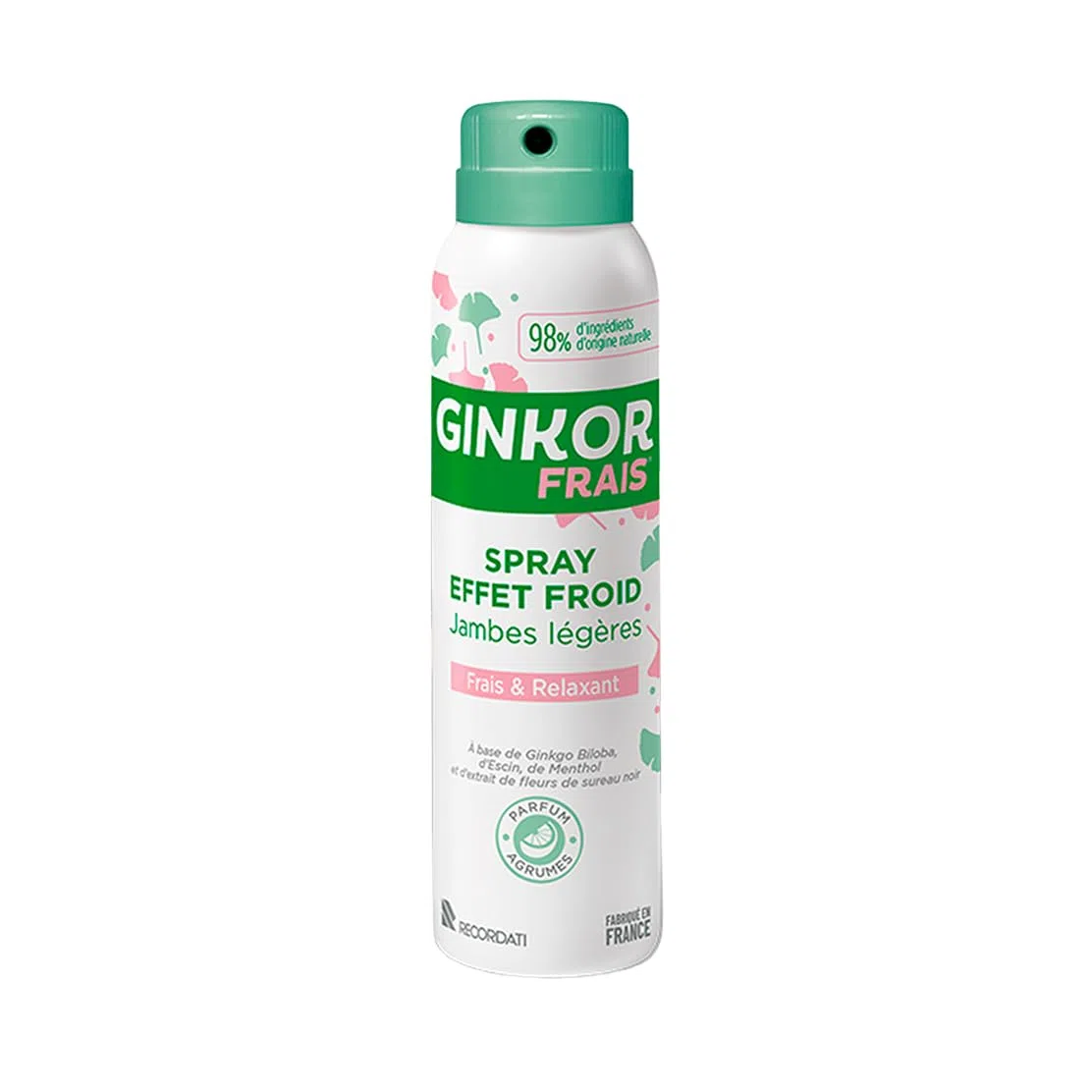 Frais | Spray effet froid jambes | Coup de frais immédiat | 98% d’origine naturelle | Ginkgo Biloba Menthol Escin | Compatible collants et bas | 125 ml