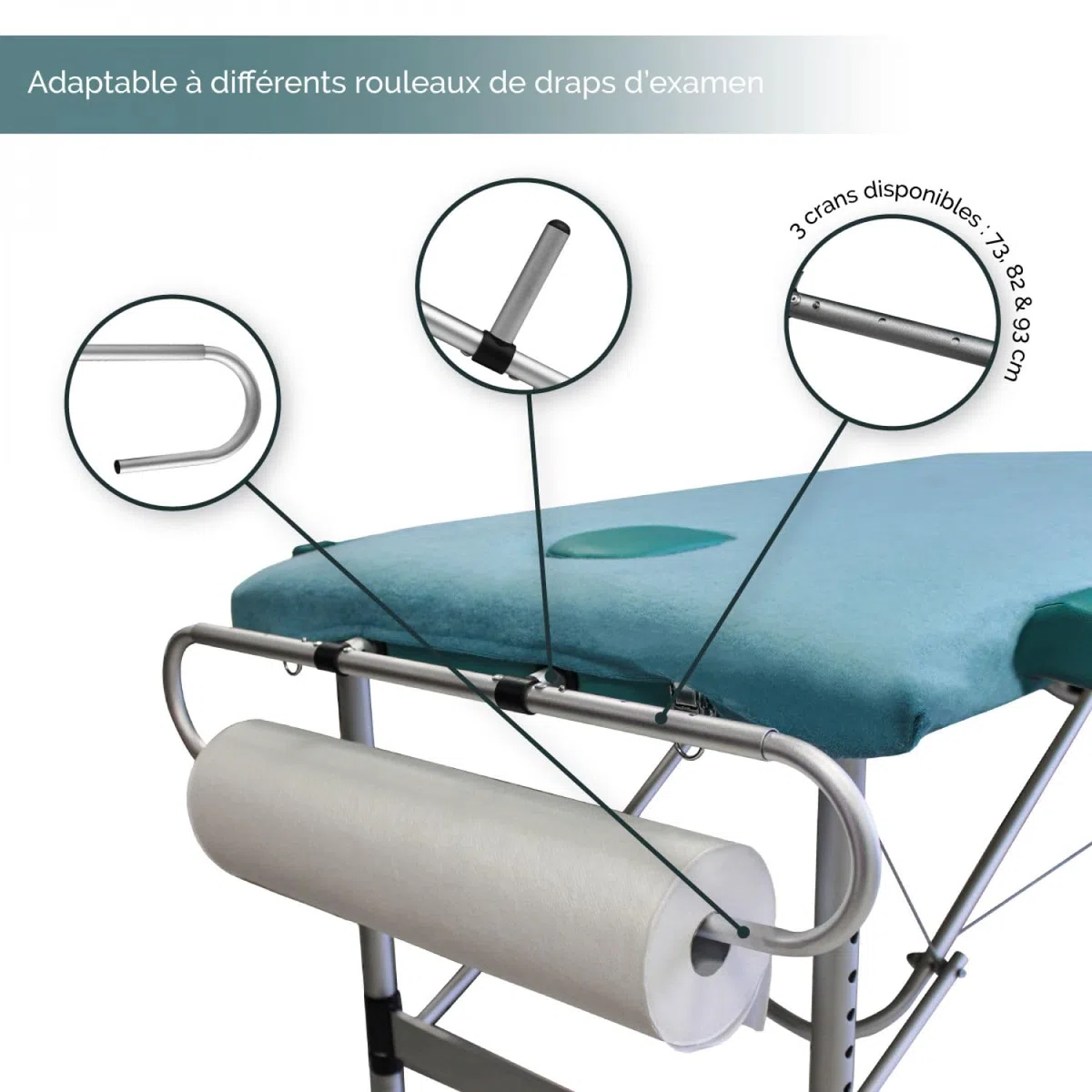 Vivezen - Support rouleau de drap d'examen extensible pour table de massage