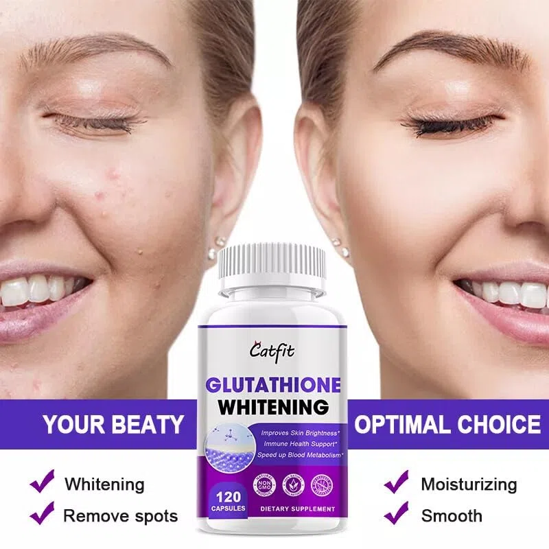 Glutathion Blanchiment Capsules (120 Capsules) Blanchiment de la Peau Brillante Soutien Immunitaire