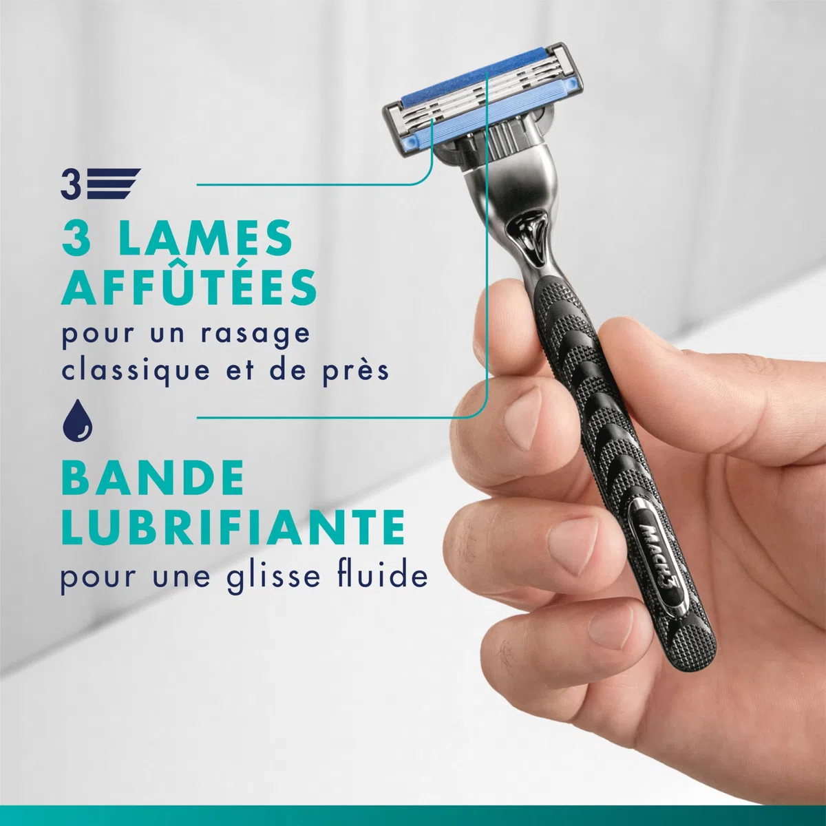 Gillette Mach3 Recharges De Lames De Rasoir pour Homme, Rasoirs À 3 Lames 15 Recharges De Lames, Lames Plus Résistantes Que L’Acier