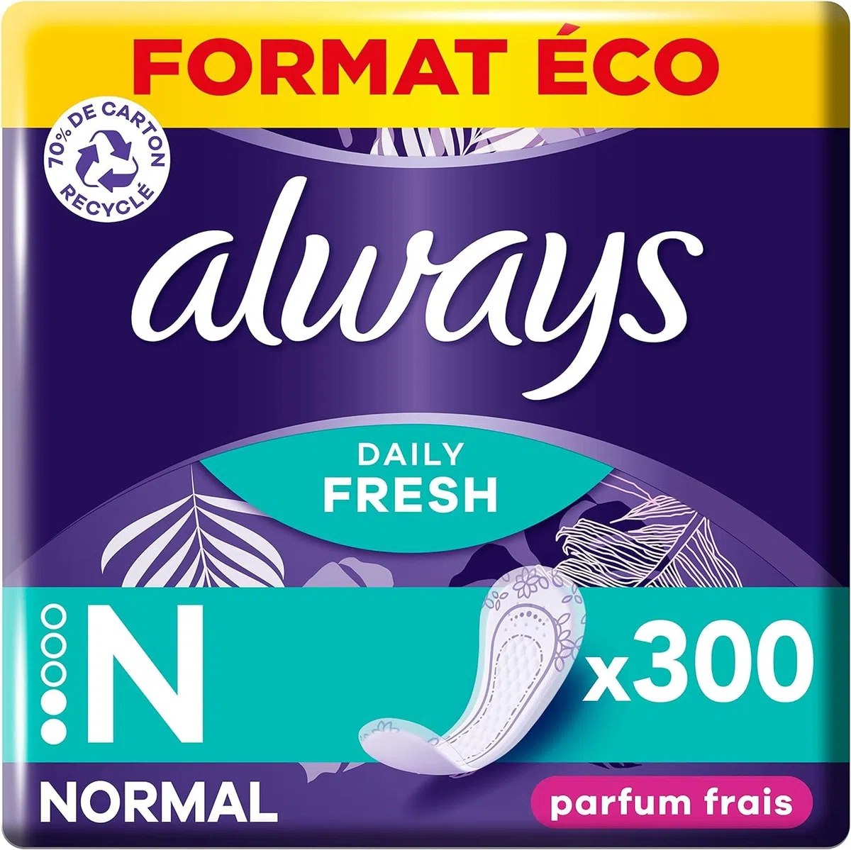 Always Daily Fresh Protège-Slips Normal 10x30 Unités, Avec un parfum frais, Pour ne sentir rien d’autre que fraîcheur et protection
