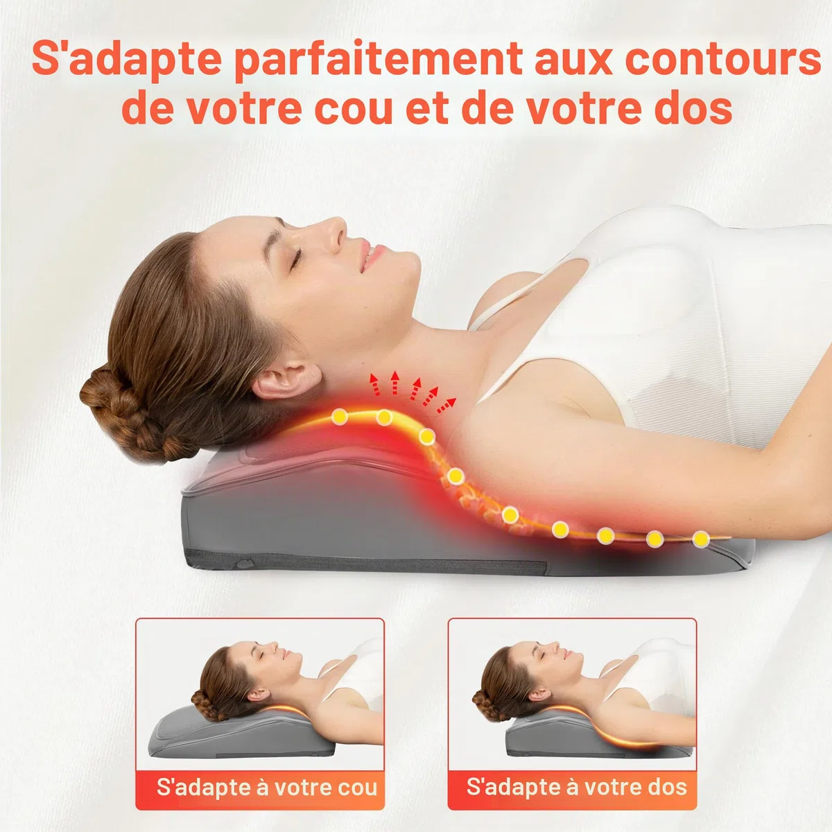 COMFIER Masseur Shiatsu pour le bas du dos pour la douleur, le cou et le dos avec chaleur, coussin de massage 4D pour femmes et hommes, masseur shiatsu des tissus profonds, cadeaux pour hommes