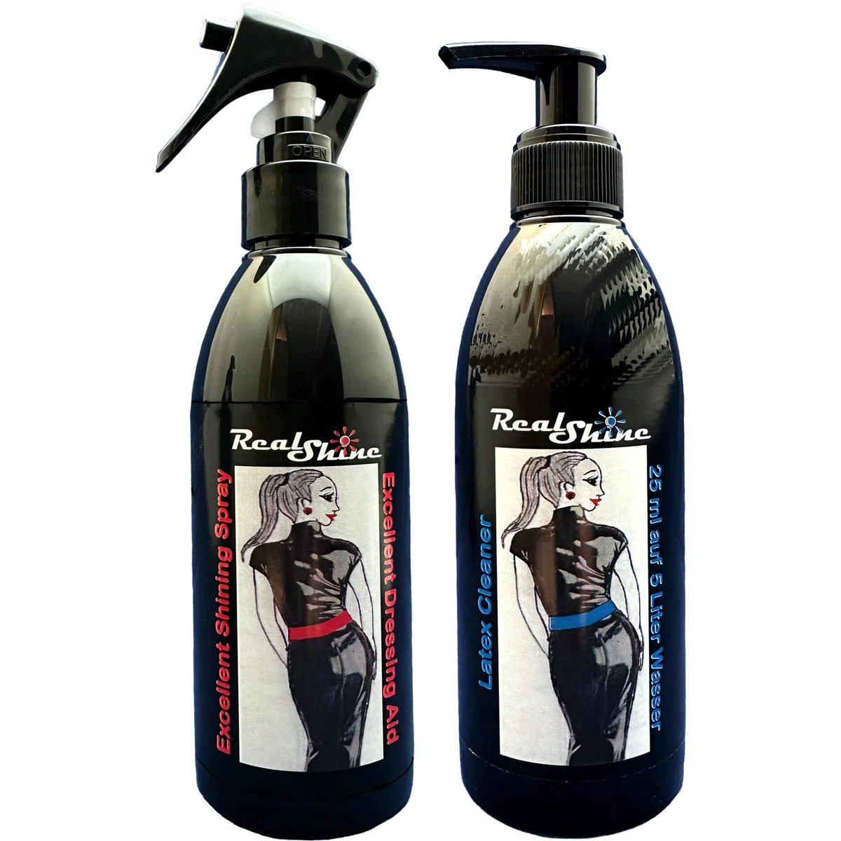 Excellent Shining Spray 250 ml + nettoyant latex | Aide à l'enfilage | Soin du latex | Lessive | Soin du latex à pulvériser 2 x 250 ml