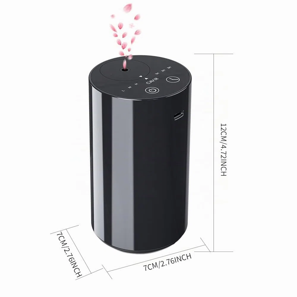 Cavir Diffuseur d'huiles essentielles sans Eau - Mini Machine à air Portable - Aromathérapie - Charge USB - 1/2/3H/temps - 3 Niveaux de Brume - pour la Maison, la Voiture, Le Bureau