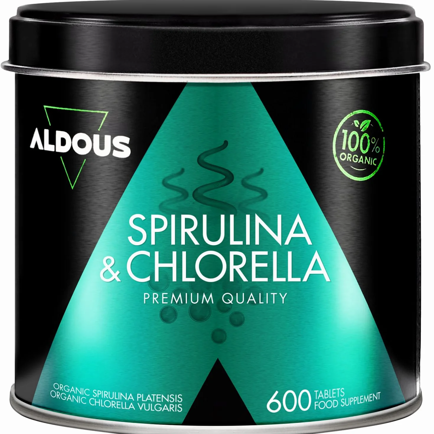 Chlorella + Spiruline Comprimés - 600 Comprimés - 3000mg par Dose Journalière - Anti Fatigue & Immunité Adulte - Phycocyanine & Protéines - Vegan - DETOX - Sans Additif - Certifié Bio - ALDOUS