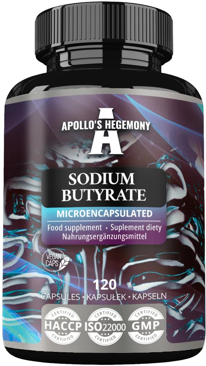 Sodium Butyrate High Dose 580 mg (30% Butyric Acid), 240 Capsules Végétales, 8 Mois, Supplément de Sodium pour Soutenir la Santé de l'Intestin - par Apollo's Hegemony