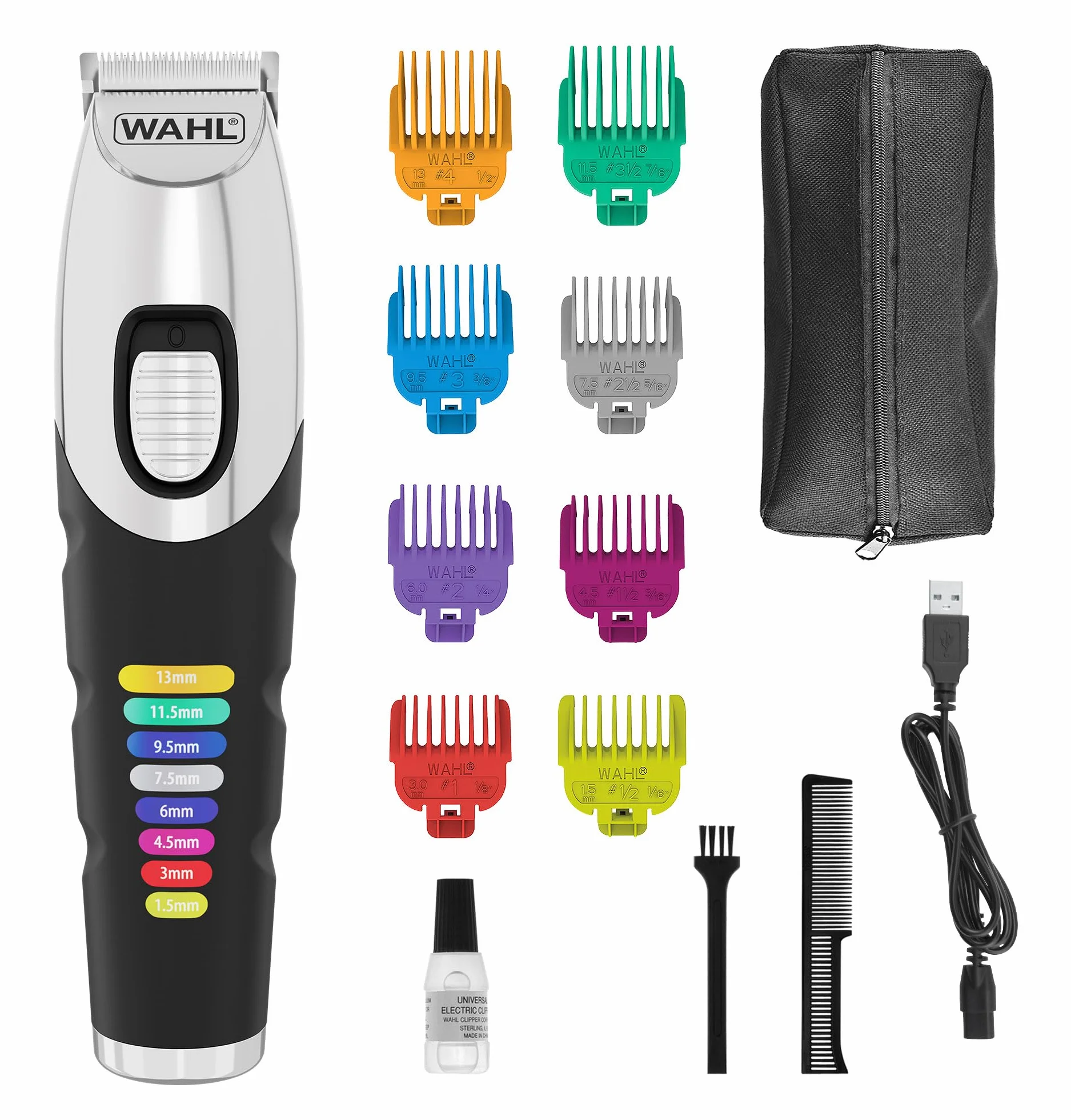 Wahl Tondeuse à barbe Colour Trim - Peignes de guidage innovants à code couleur - 240 minutes d'autonomie - Chargeur USB - Idéal pour la salle de sport et les voyages - Lames affûtées avec précision