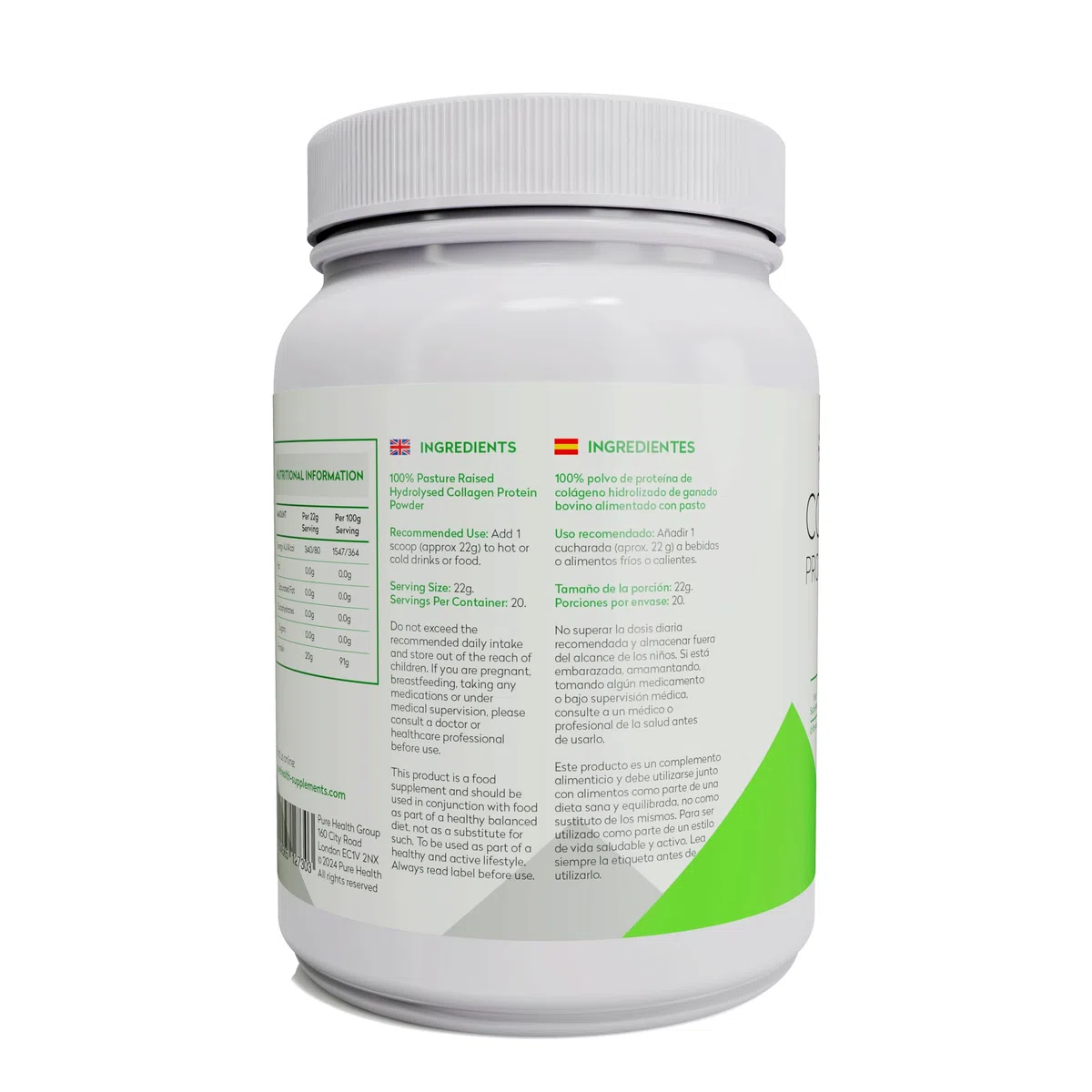 Collagène pur : Poudre de protéine de collagène hydrolysée bovine Peptides pâturage | Sans saveur et se dissout | 20 g de protéines | Paléo Keto Bulletproof | 454g