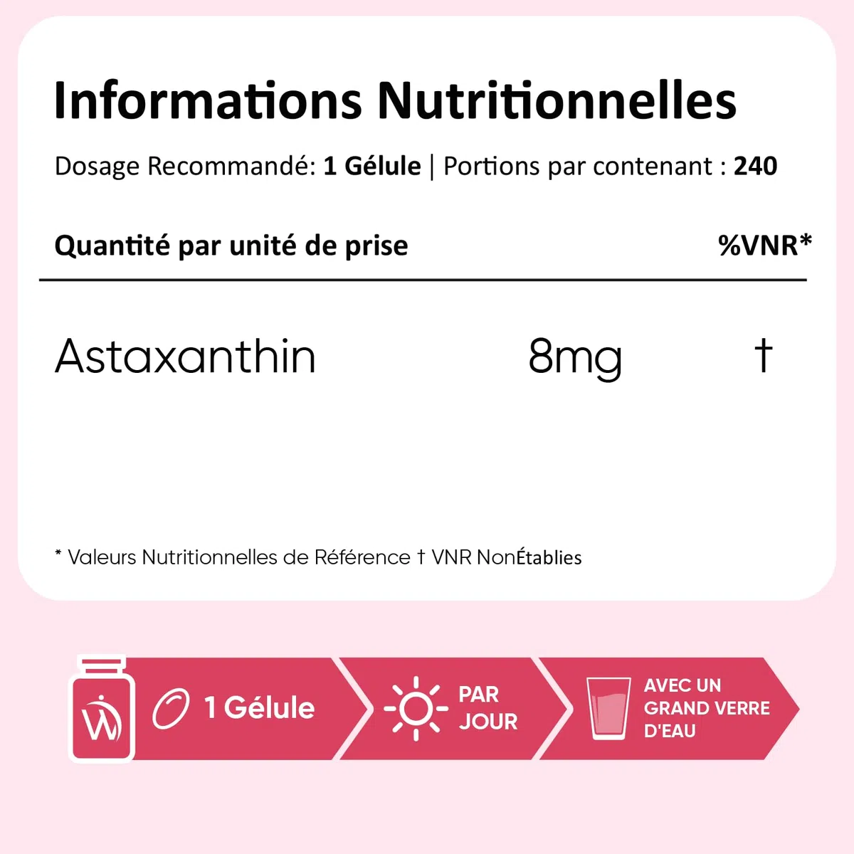 Astaxanthine Naturelle, 240 Gélules Molles Vegan pour 8 Mois, Issue d'Algue Marine Haematococcus Pluvialis Astaxanthine Vegan, sans Gluten et sans Stéarate de Magnésium