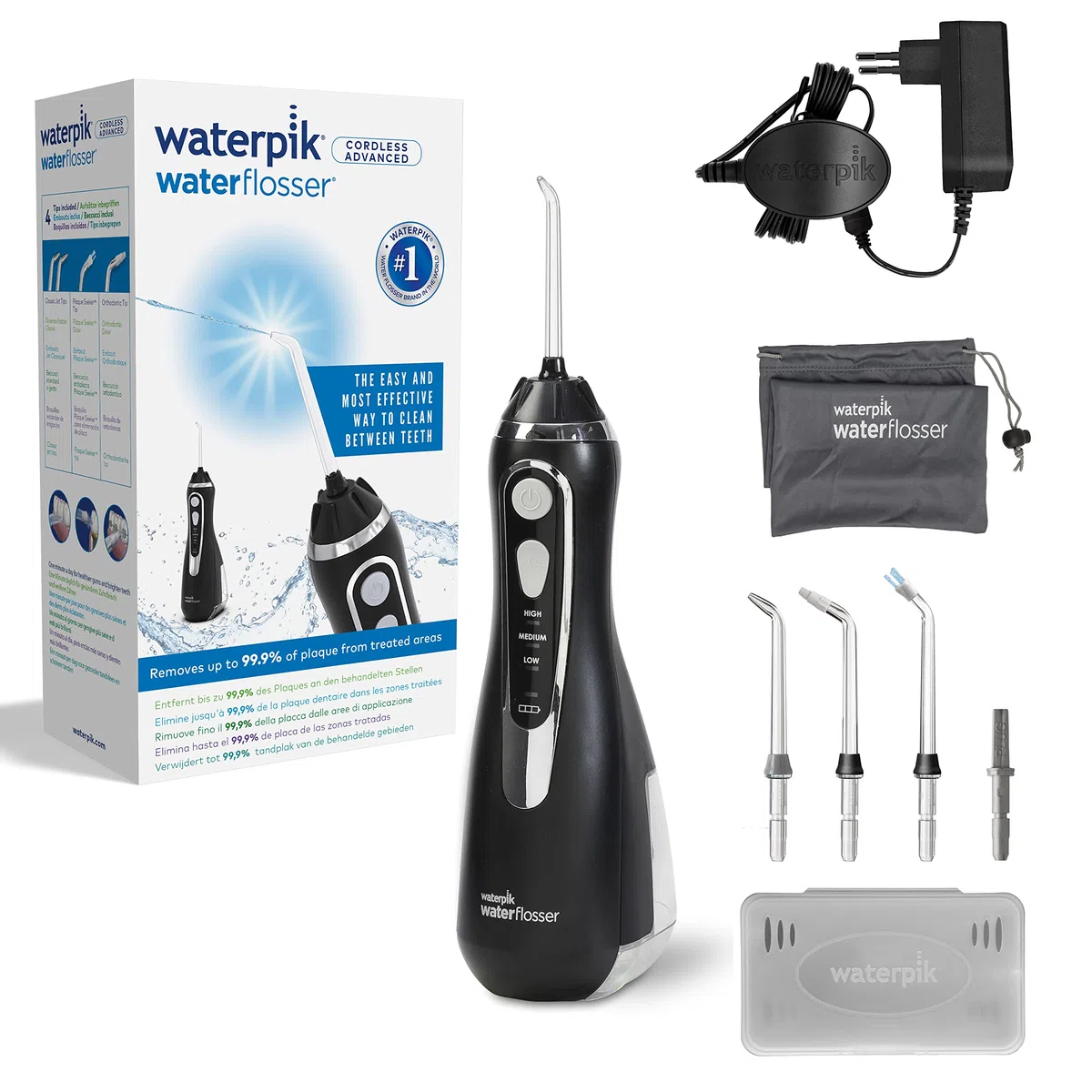 Waterpik Jet Dentaire Hydropulseur Sans Fil Advanced Noir, Wp-562eu