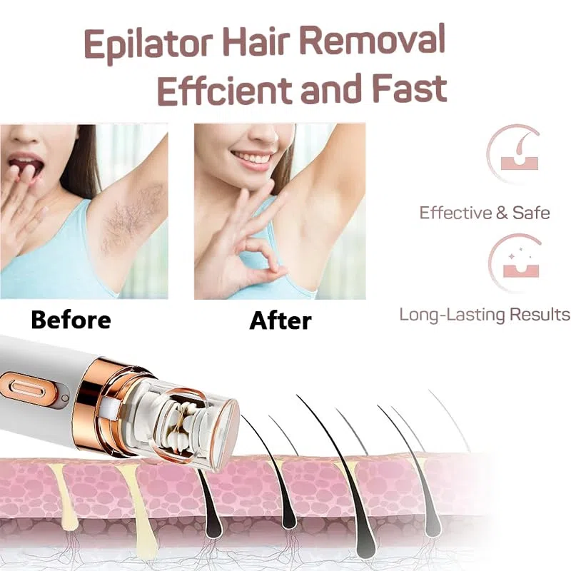 Epilateur Electrique Femme, Epilateur Electrique Portable avec Lumière LED Intégrée et Câble USB, Épilation Indolore et Très Efficace, pour l'épilation du Corps, Visage, Jambes et Bras