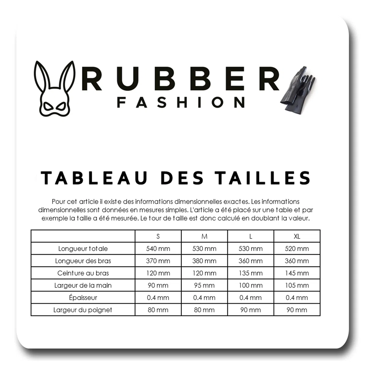 Rubberfashion - Paire de mitaine en latex - long/montant jusqu'en haut du bras - unisexe