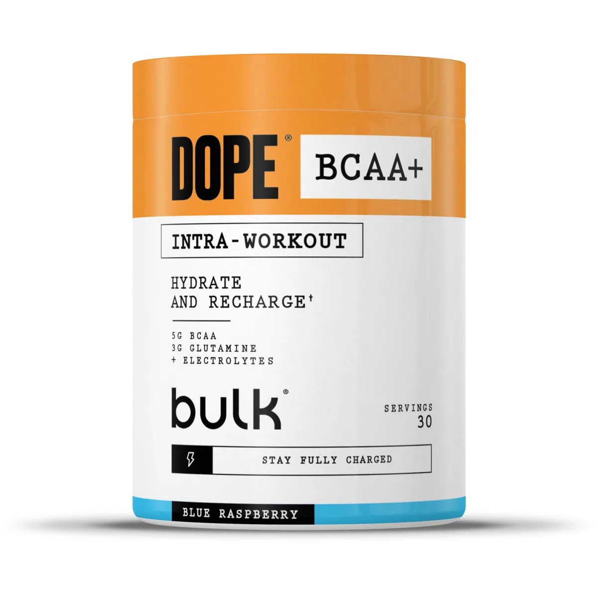 Dope BCAA+ | Poudre Intra-Entraînement | Blue Raspberry | 360 g | 30 Portions | 5g BCAAs | Mélange d'Électrolytes | Glutamine | Vitamine B6 & B12 | Soutient l'Hydratation, l'Énergie et la Récupération
