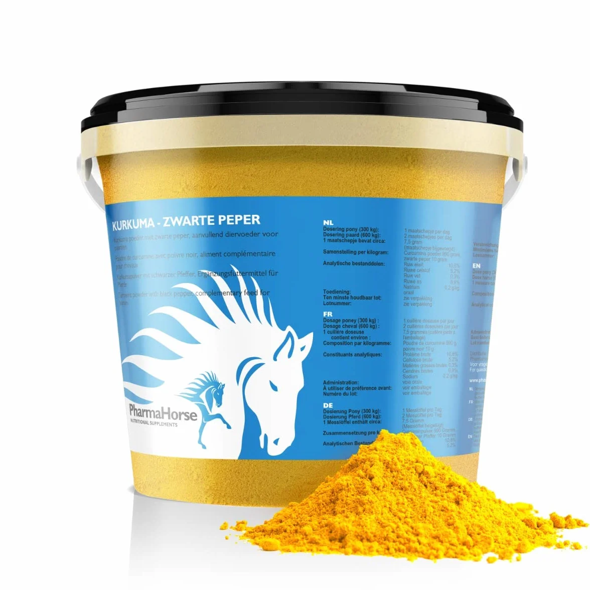 PharmaHorse Curcuma - Poivre Noir | Anti-inflammatoire Cheval | Aide Le Foie & la Digestion | sans sucres ajoutés ou éléments dopants | 1000 grammes