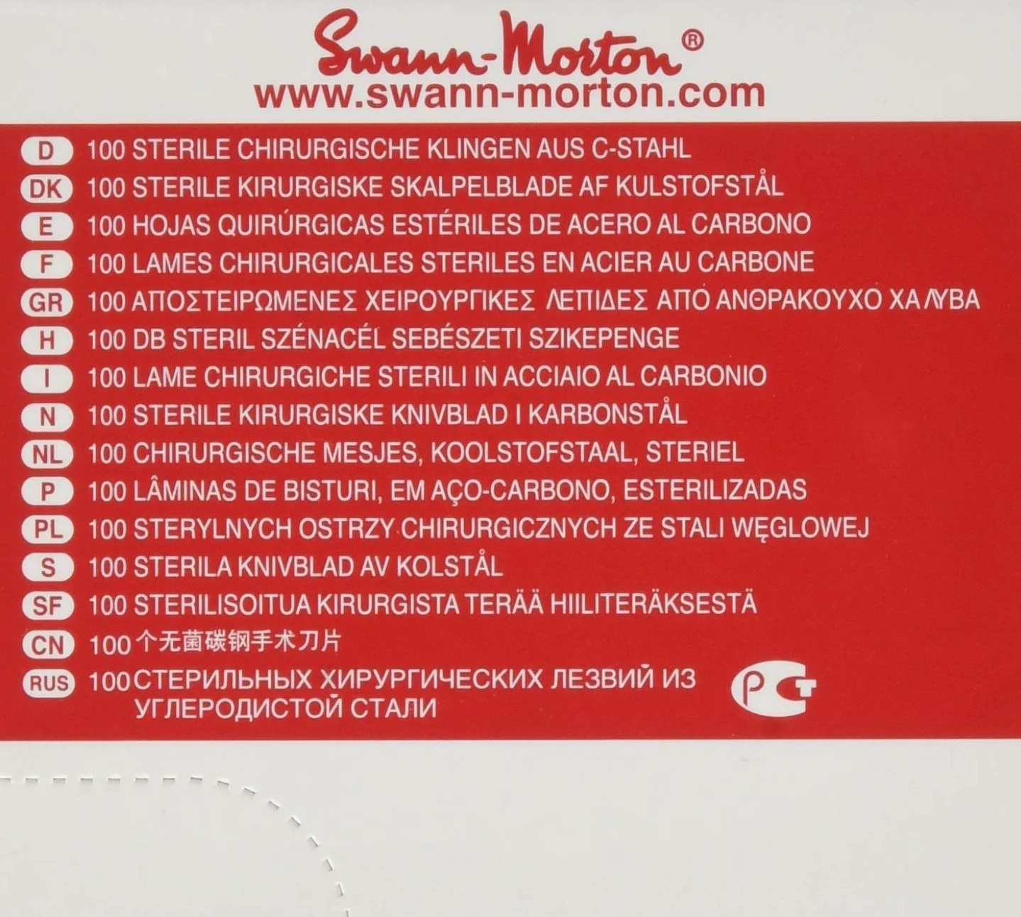 Swann-Morton ST10 Boîte de 100 Lames Stériles n°10