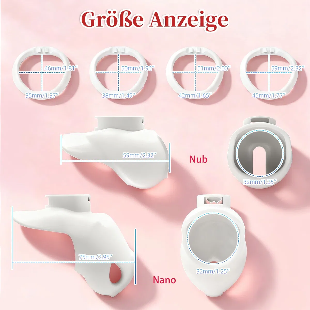 Cage de Chasteté pour Pénis Petite Chastity Cage avec 2 Clés et 4 Anneaux Différents Sex Toys pour Man Cage Chastetée pour Bondage les Pénis des Hommes Légère et Respirante (Clear,Nub)