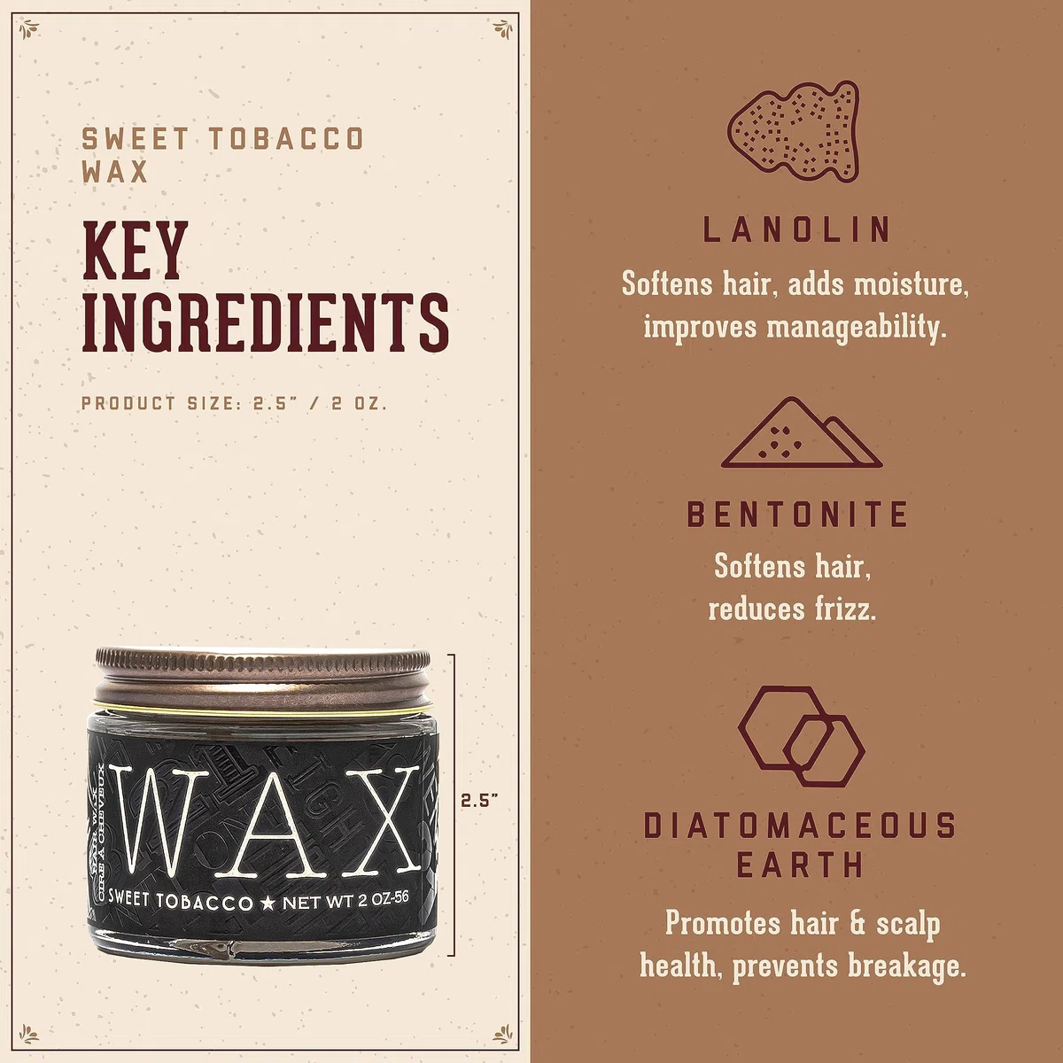 18.21 Man Made Wax - Sweet Tobacco for Men 2 oz Wax