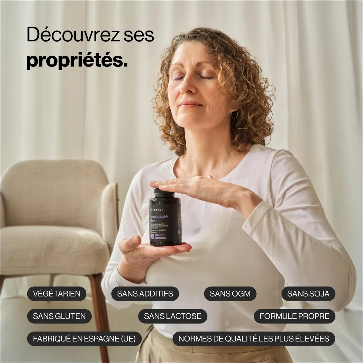 Formule Ménopause Jour & Nuit – 11 Ingrédients Actifs : Sauge, Ashwagandha KSM-66, Houblon, Pin, Actée à Grappes Noires, Vitamines D3 K2 B6 B9 B12 et Magnésium – 120 Gélules, Sans Soja – Menopause Zen