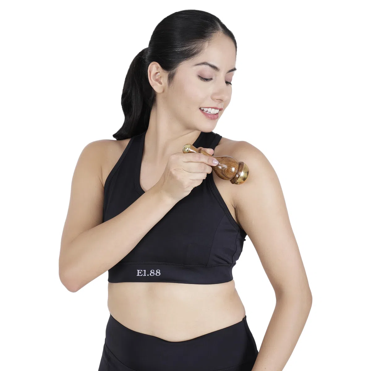 Masseur Detox Bronze Kansa Wand Body and Foot Acupoint | Design unique – Masseur 2 en 1 avec deux tailles différentes de tasses Kansa Poignée en bois de teck
