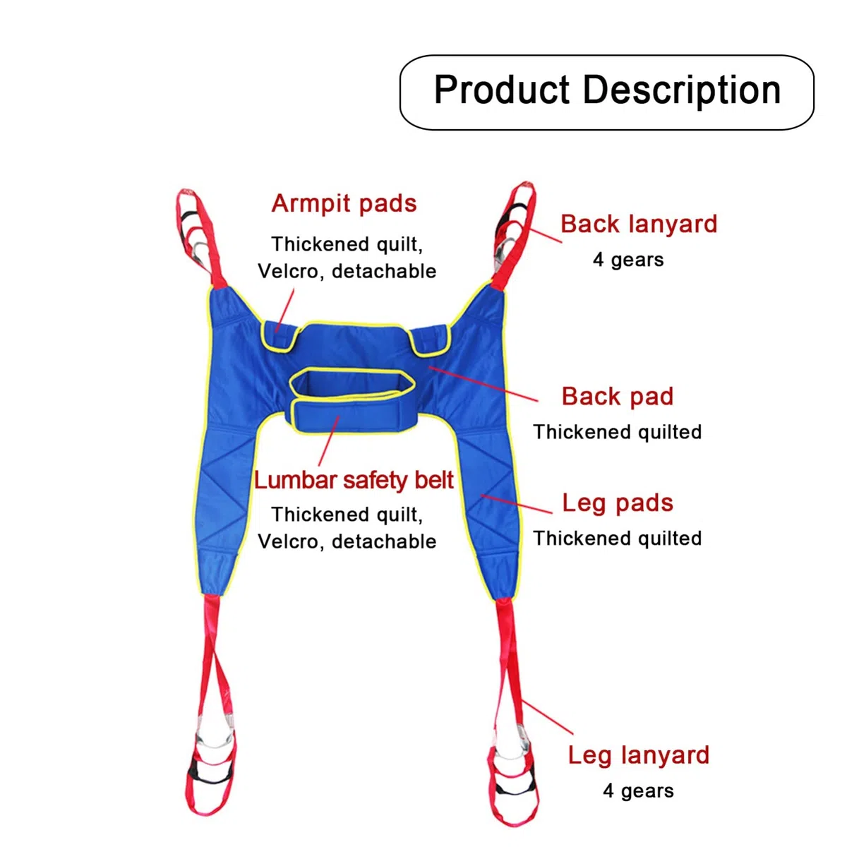 Sling Patient Lifter,Harnais Compatible élingue De Toilette Lève - Malade Lève-Personne pour Les Aidants Naturels,Les Personnes Âgées Sangle de Levage du Patient pour Tout le Corps en U Blue,L