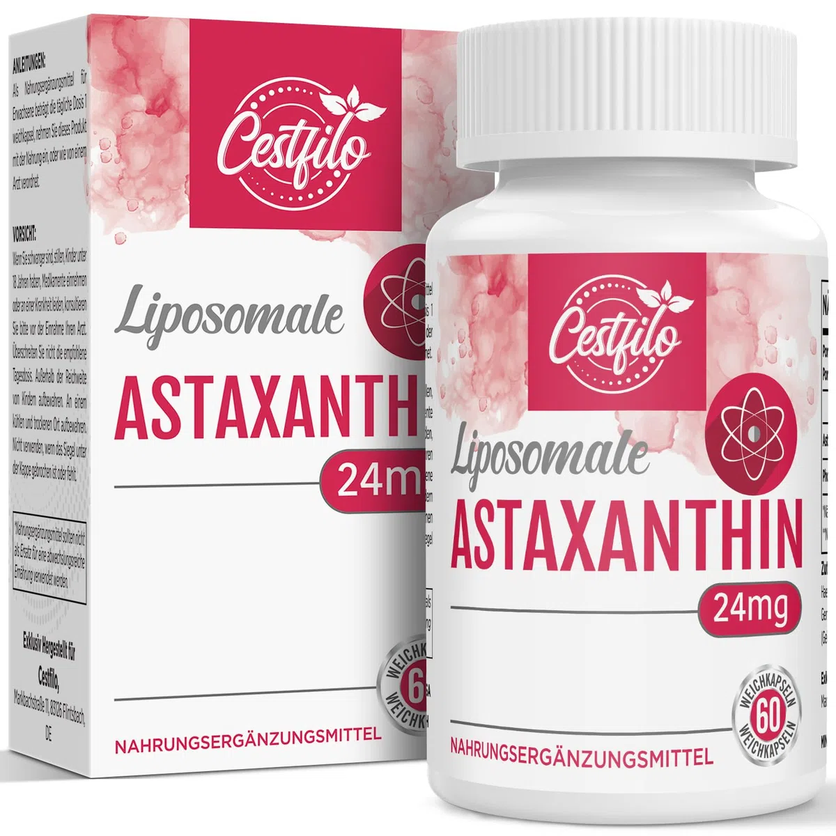 Liposomale Astaxanthine Supplement 24MG, absorption maximale, antioxydant naturel, sans gluten, sans GMO et sans gluten (60 Count (Pack of 1))
