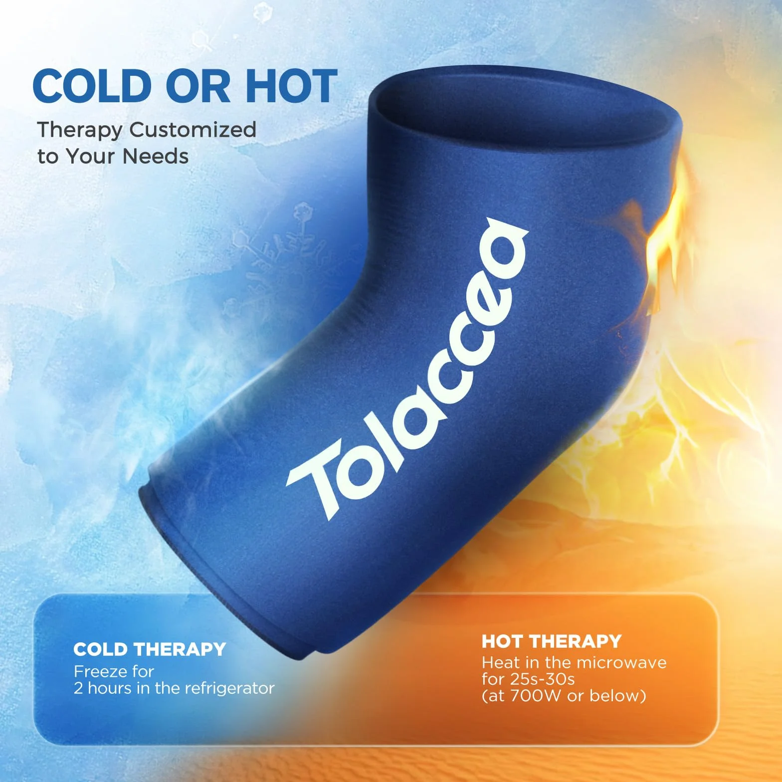 Poche de Glace Genou ou Coude pour Thérapie chaude et froide, Poche de froid flexible de manchon de compression froid Gel réutilisable pour soulager la douleur au coude(Bleu, M)(1 Pièce)