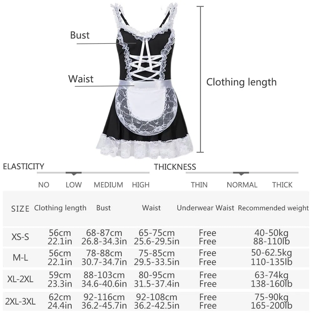 JasmyGirls Costume de soubrette sexy pour femmes – costume de soubrette française de l'anime – costume de costumade – costume de jeu de rôle avec tablier coquin