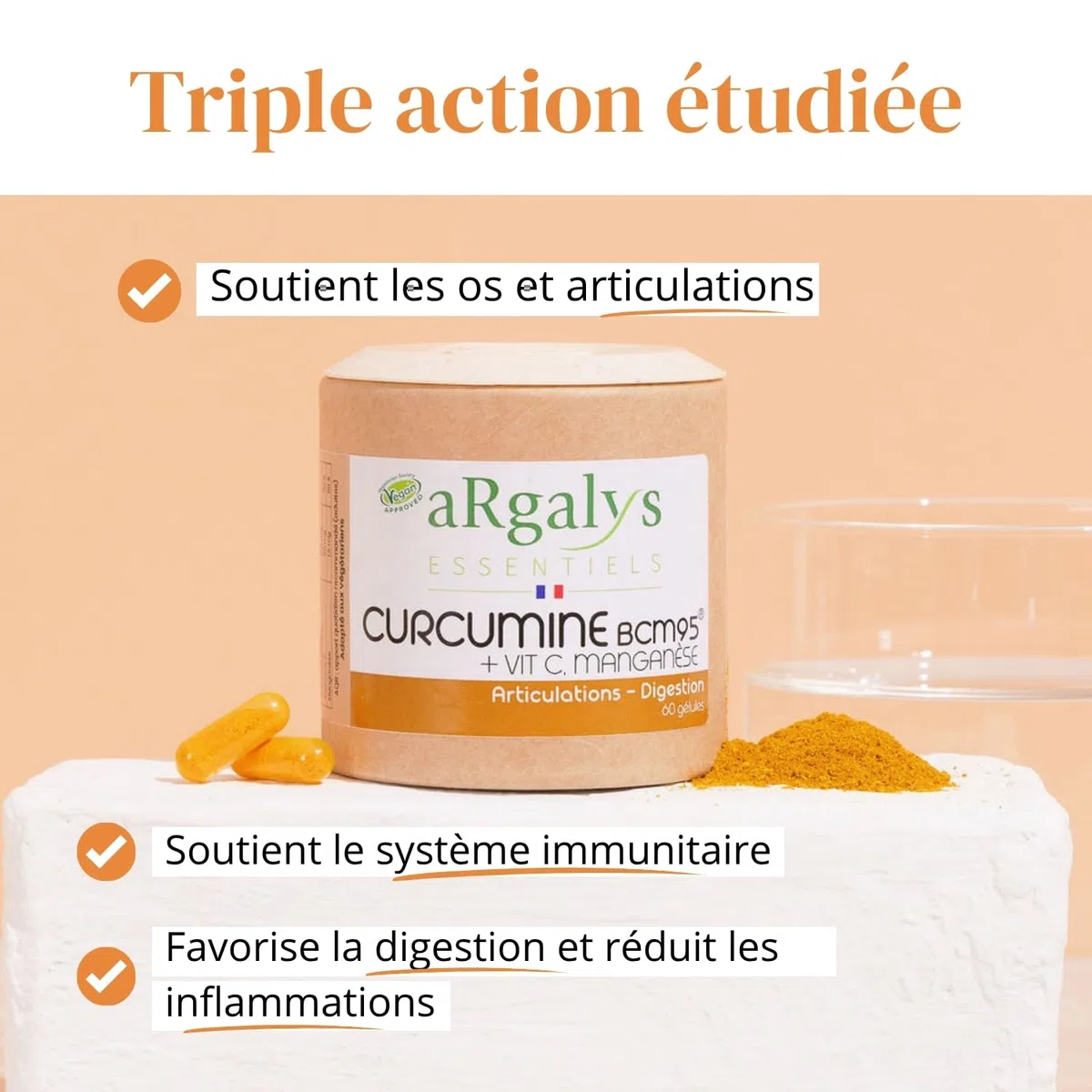 Curcuma bio BCM95® Haute Biodisponibilité – 95% Curcuminoïdes - Sans Pipérine – Articulations, anti inflammatoire & Antioxydant – Avec Manganèse & Vitamine C – 2 Mois - 60 Gélules Vegan
