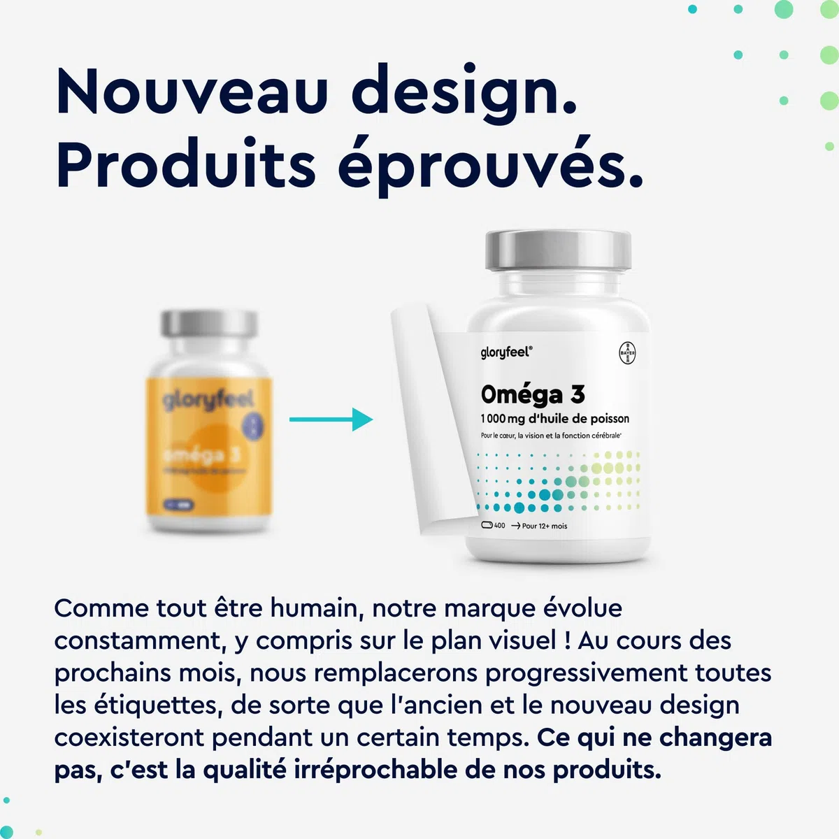 Oméga 3 1000mg Huile de Poissons Sauvages, 400 Gélules Biodisponibles, EPA 180mg DHA 120mg, Haute Concentration Acides Gras, Soutient le Cerveau, Cœur, Tension Artérielle, Sans Additifs