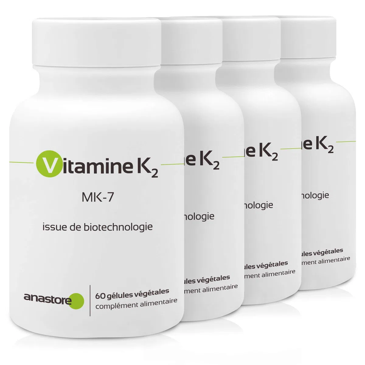 VITAMINE K2 * PACK 3+1 GRATUIT * 105 μg / 240 gélules * Articulations (cartilage, inflammation), Capital osseux, Cardiovasculaire (circulation)