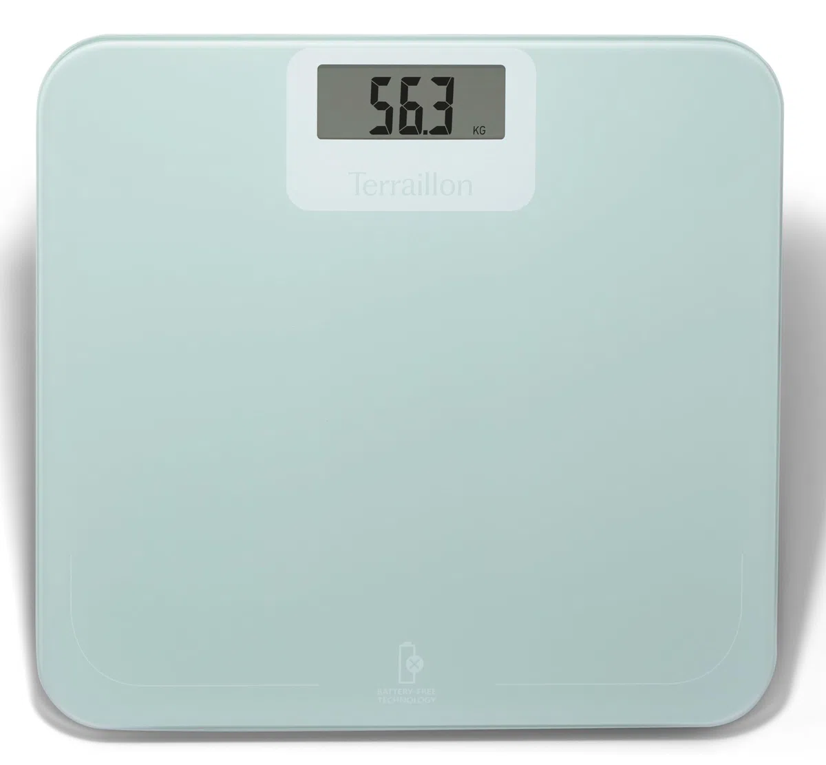 TERRAILLON Balance Pese Personne sans pile ni batterie POWER FREE | Ecologique, Energie par Dynamo, Capacité 180 Kg, Graduation 100g, Ecran LCD, Plateau 30x28 cm en verre, Emballage recyclé