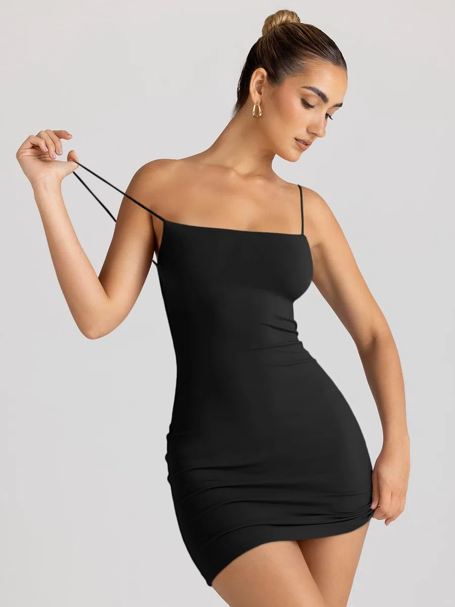 LILLUSORY – Robe courte moulante sexy pour femmes, dos nu, idéale pour soirées et clubs, Printemps/Été, style Y2K