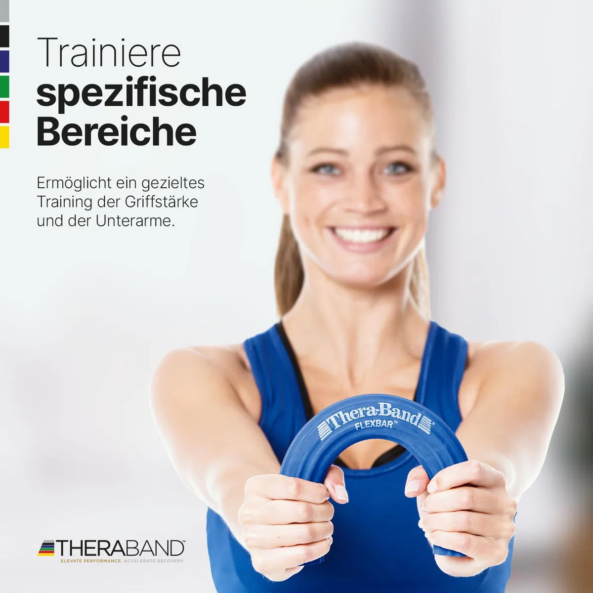 Theraband FlexBar, Barre de Résistance, Soulagement de la Douleur Pour Blessure au Coude de Tennis, Rééducation et Thérapie Aprés Blessure, Bleu, Débutant