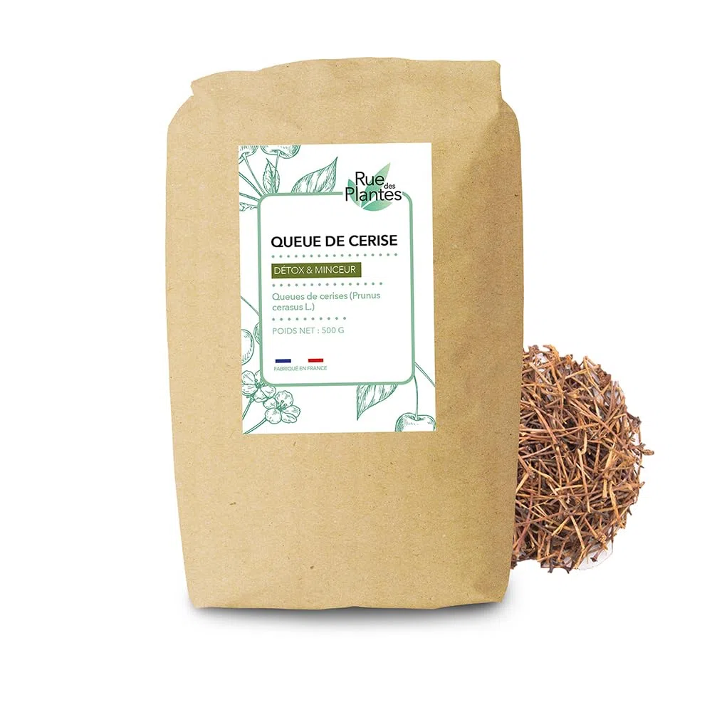 Queue de Cerise 500g Pédoncules Entiers Purs Drainage Naturel Rétention d'Eau Élimination Acide Urique Fabriqué en France Rue des Plantes