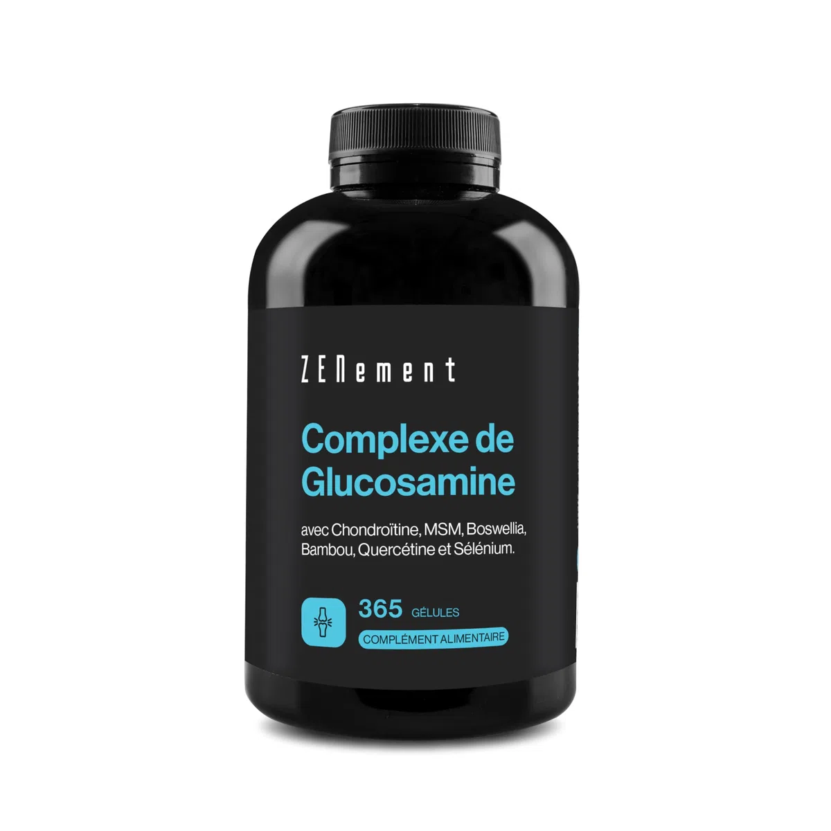 Complexe de Glucosamine avec Chondroïtine, MSM, Boswellia, Bambou, Quercétine et Sélénium - 365 Gélules, Formule en Gélules - Sans Additifs, Sans OGM - Zenement