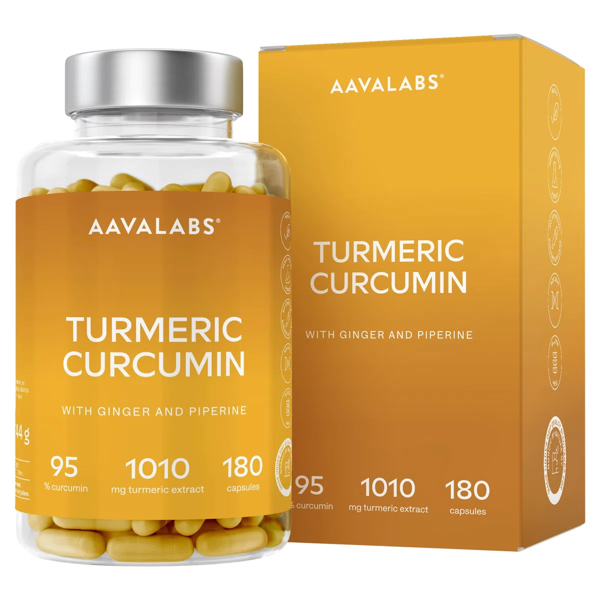 Curcumine Curcuma Gingembre Poivre Noir - Extrait de Curcuma, Piperine, Gingembre Gelule avec 95% de Curcumin et Pipérine - Turmeric Curcumin Vegan et sans OGM - 180 gélules