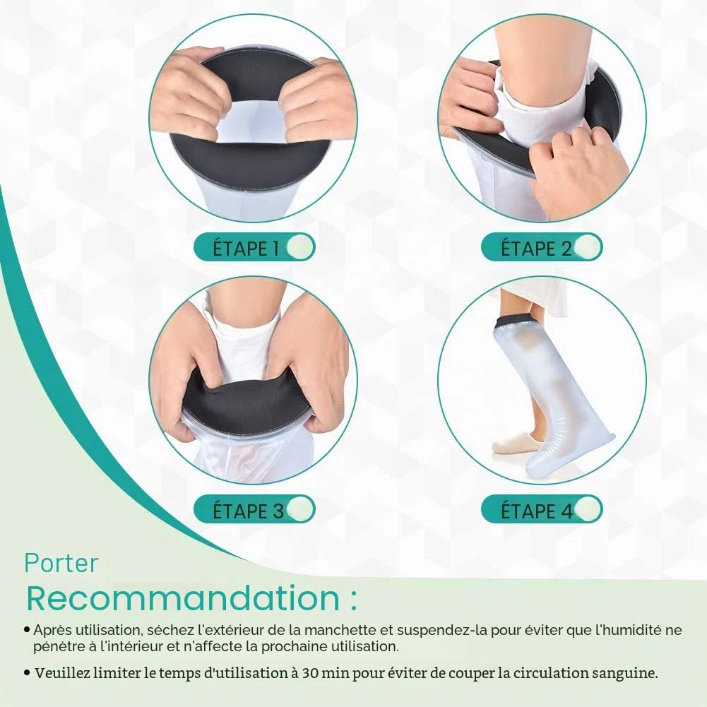 Akozon Housse de Protection Imperméable pour les Plâtres et Pansements Protège Plâtre éTanche et Protecteur de Bandage Utilisé pour Demi-Jambe Adulte Protège plâtre Jambe pour Tout en Douche/Baignade