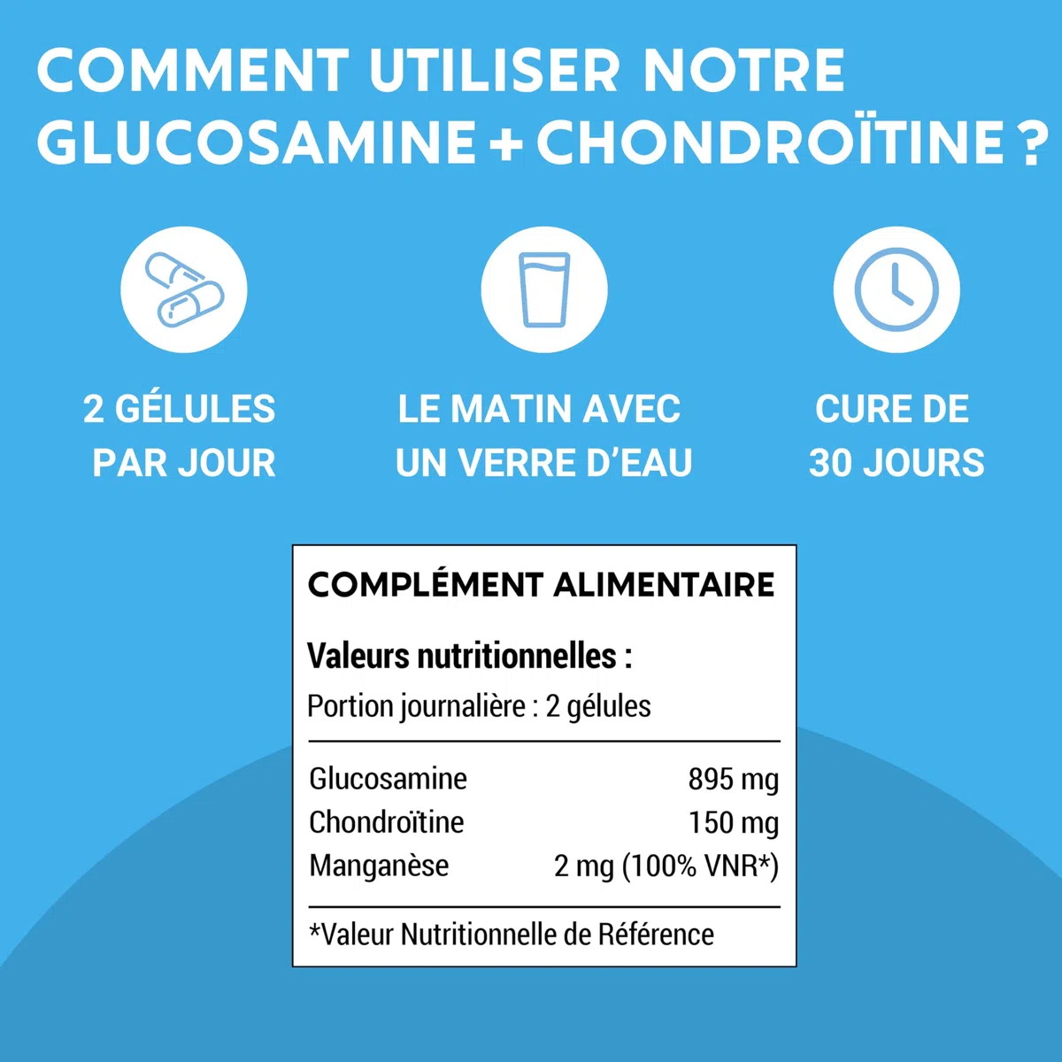 GLUCOSAMINE + CHONDROÏTINE | Articulations douloureuses, Mobilité | 60 gélules | Complement alimentaire | Fabriqué en France | Glucosamine chondroïtine