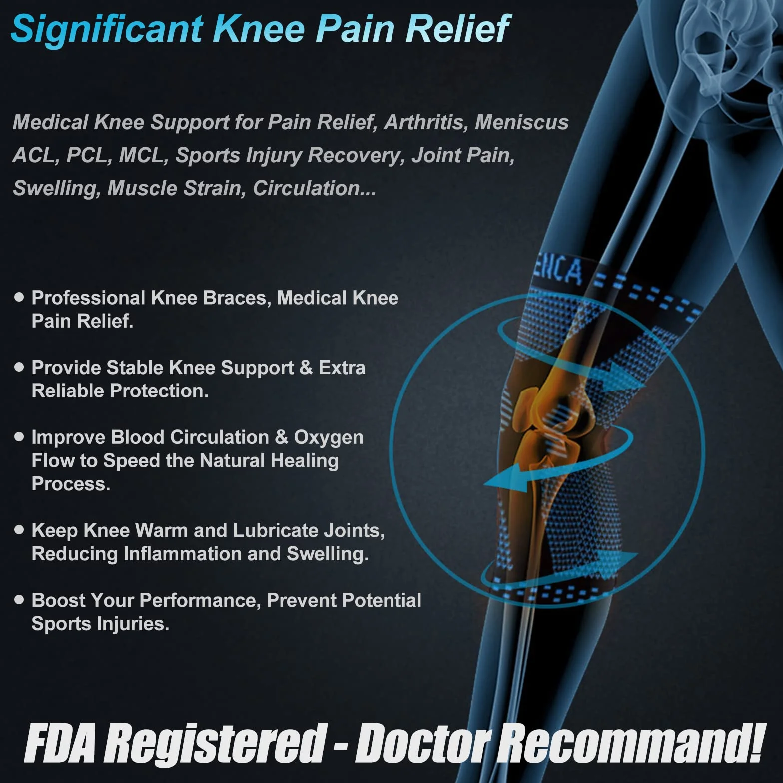 NEENCA Genouillère Professionnelle pour Homme et Femme avec Coussinets en Gel Rotulien et Stabilisateurs Latéraux,Genouillères de Qualité Médicale pour la Course,les Déchirures du Ménisque,l'arthrite