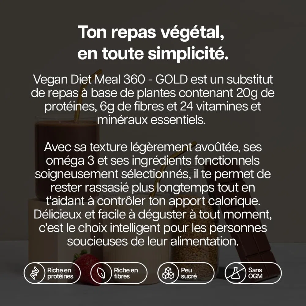 Protein Works | Vegan Diet Meal 360 – GOLD Innovation, Protéines Vegan, Shake Sostitutif Repas Dietétique, Supporte Perte de Poids, Faible Sucre, Riche en Fibres, Chocolat Onctueux, 15 Repas, 1kg