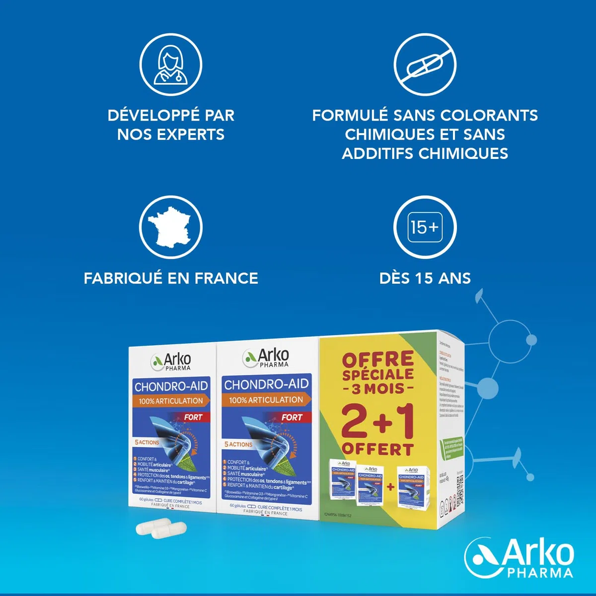 Arkopharma - Chondro-Aid 100% Articulation | Flexibilité et Bien-être Articulaire - Mobilité et Souplesse - Articulations - Gênes Articulaires | 3 Mois - 180 gélules