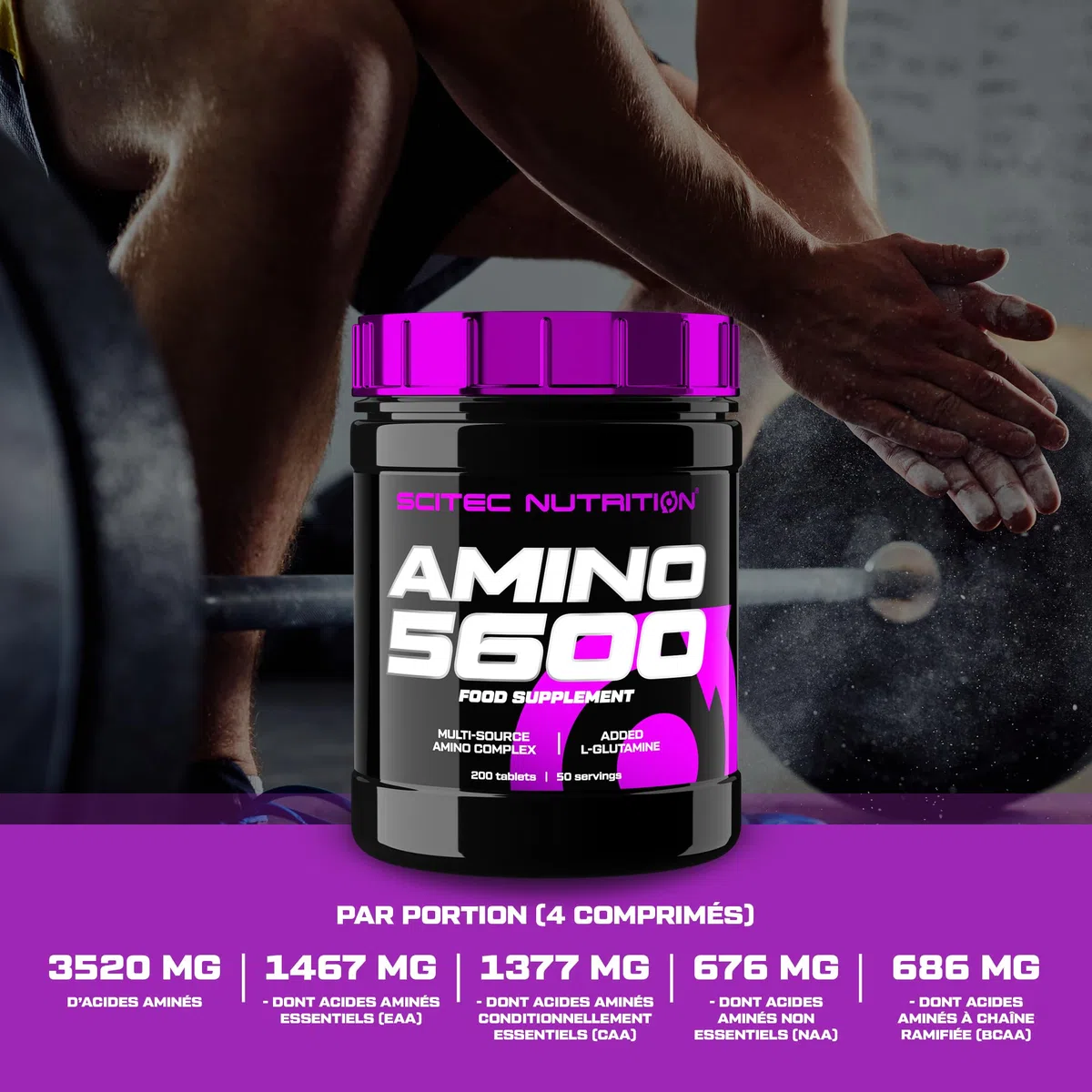 Scitec Nutrition Amino 5600 Comprimés, Acides Aminés Essentiels & BCAA avec L-Glutamine, Favorise la Récupération et la Croissance Musculaire, Formule Protéine de Lactosérum & Caséinate, 500 Comprimés