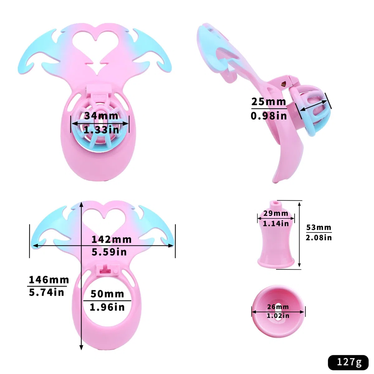 Cages de Chasteté pour Pénis Sissy Sex Toys Homme Chastity Cage Légère avec Cuvette et Ceinture Cage Chastetée Respirante avec Serrure Cachée et 2 Clés pour Bondage le Pénis (Black-L,50mm)