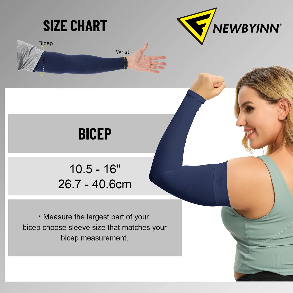 Newbyinn Manchons de bras pour homme et femme, taille L – XL, manchon de protection solaire UV pour couvrir le tatouage, couverture de bras de compression rafraîchissante