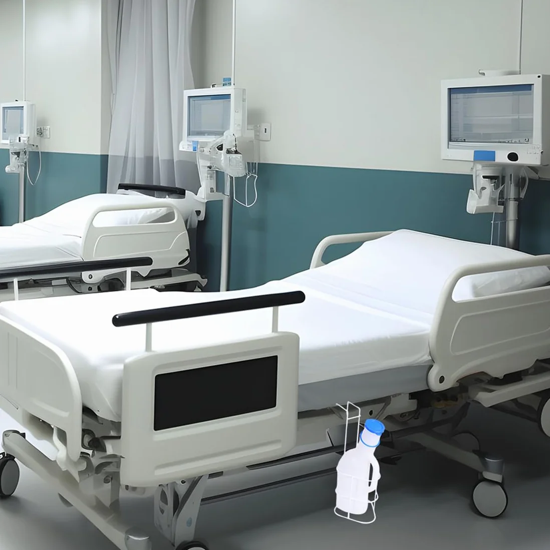 Urinoir portable pour homme - 1 l - En plastique - Avec support de lit - Récipient de collecte d'urine pour les déplacements et les urgences
