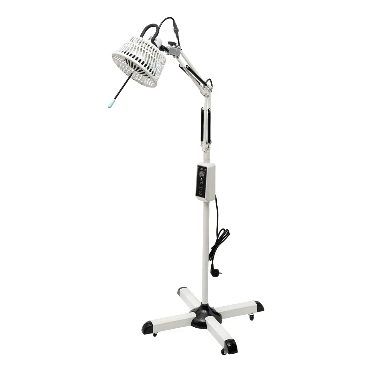 Lampe chauffante infrarouge, 300 W, avec plaque chauffante en céramique, avec écran tactile, minuterie et arrêt automatique, hauteur réglable et mobile (4 roulettes) pour chaleur profonde