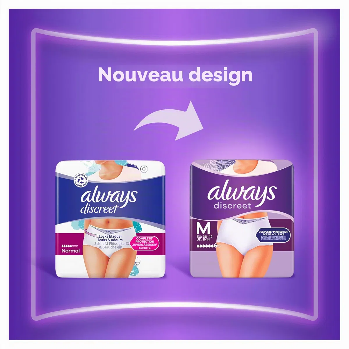 Always Discreet, 32 Culottes Incontinence Femme, Plus 6 Gouttes, Sous-Vêtements Taille L, Blanc, Protection Très Absorbante pour Fuites Urinaires Importantes ou post accouchement, Pack 1 Mois