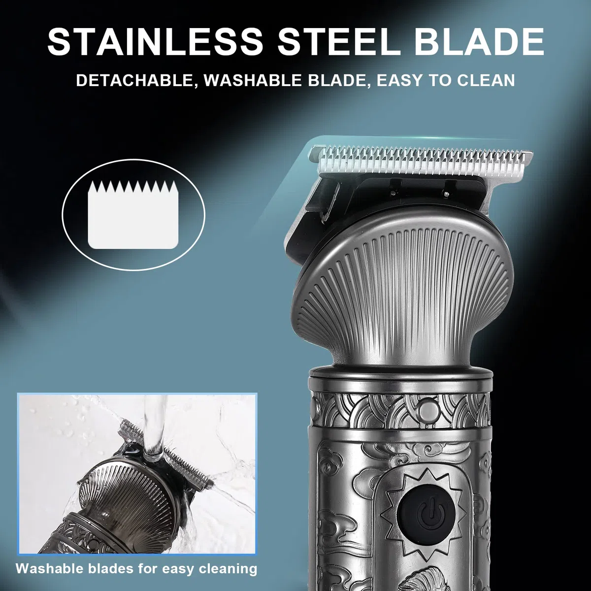 Hatteker Tondeuse Barbe,Cheveux Professionnelle pour Homme Avec Lame en T Rasoir Kit de Coupe de Cheveux Chauve 0 mm Tondeuse Corps Tondeuse de Précision Tondeuse Nez 6 en 1